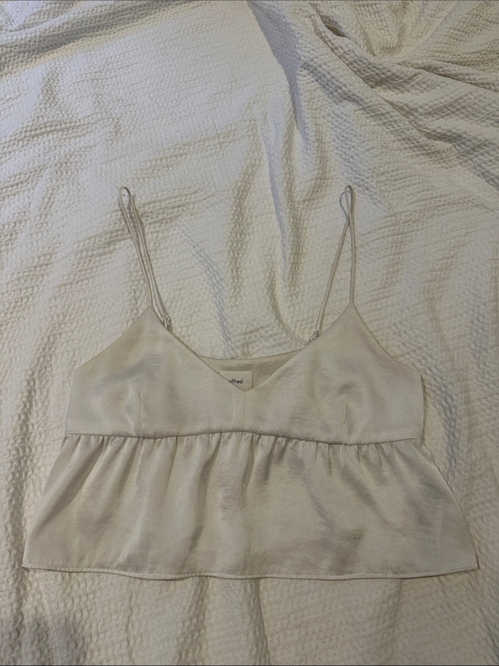 Aritzia Light Cream Satin Spaghetti Strap Top